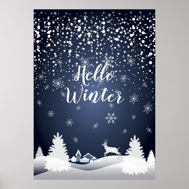 Póster Christmas Night Fairy Tale Fantasy Snowy Forest (Frente)