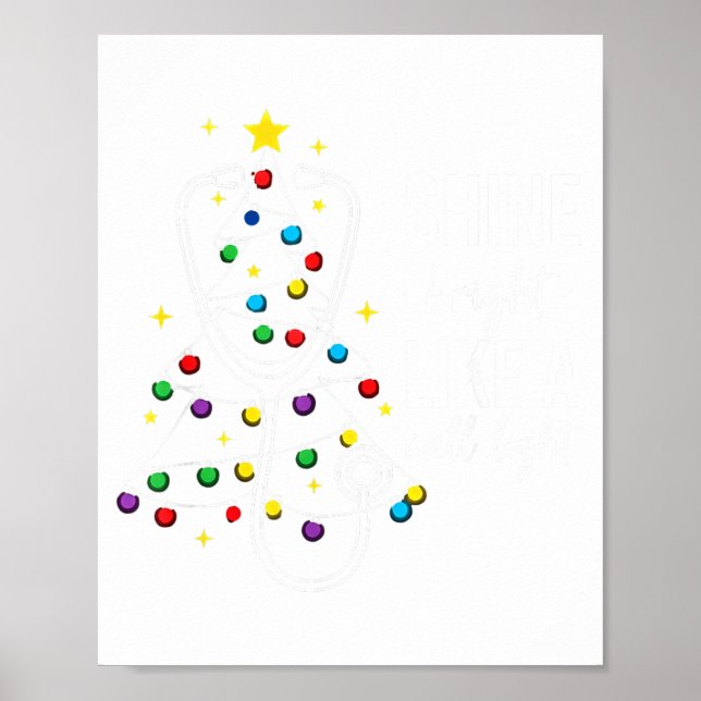 Póster Christmas Nurse Shine Bright Like A Call Light Xma (Frente)