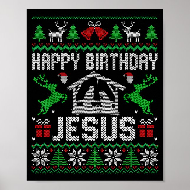 Póster Christmas Outfit Happy Birthday Jesus Holiday Ugly (Frente)