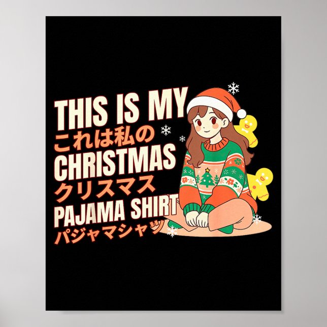Póster Christmas Pajama Anime Girl Japanese Manga Otaku  (Frente)