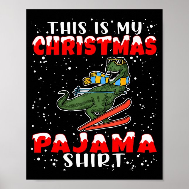 Póster Christmas Pajama Shirt Funny Xmas Skiing Gift For  (Frente)