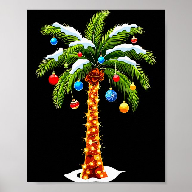 Póster Christmas Palm Tree Hawaiian Trocal Xmas  (Frente)