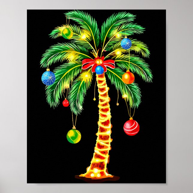 Póster Christmas Palm Tree Hawaiian Xmas  (Frente)