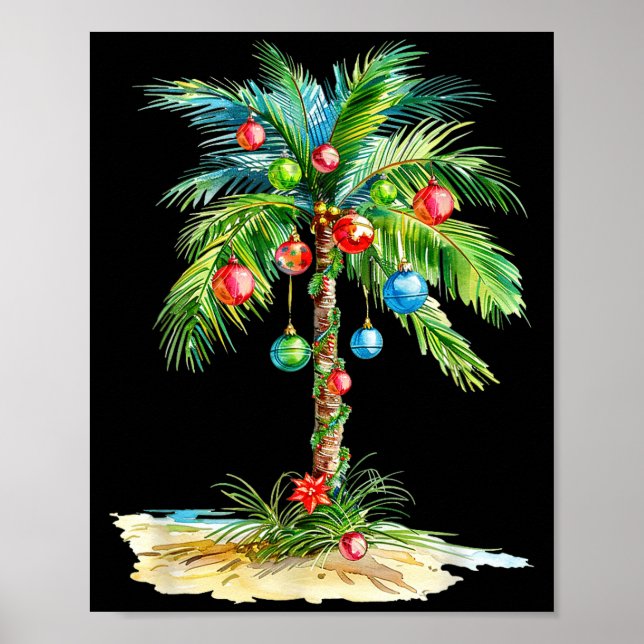 Póster Christmas Palm Tree Light Hawaiian Trocal Xmas Men (Frente)