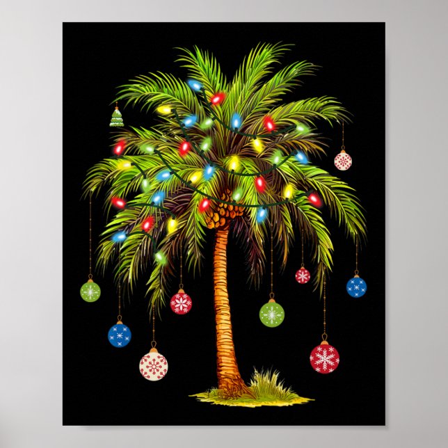 Póster Christmas Palm Tree Light Hawaiian Tropical Xmas 1 (Frente)