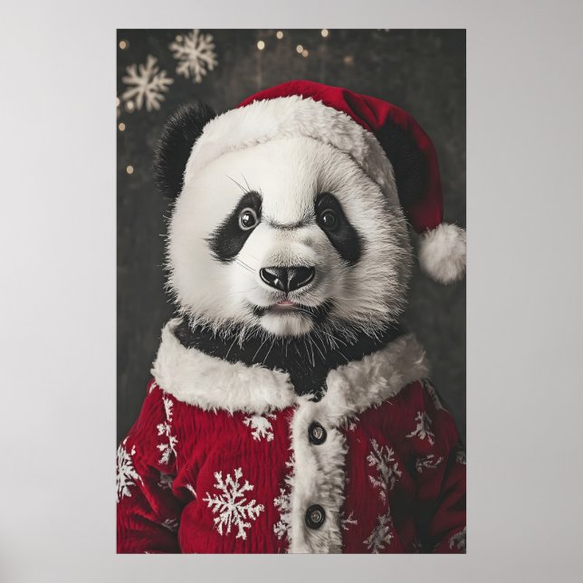 Póster Christmas Panda Art Print, Funny Holiday (Frente)