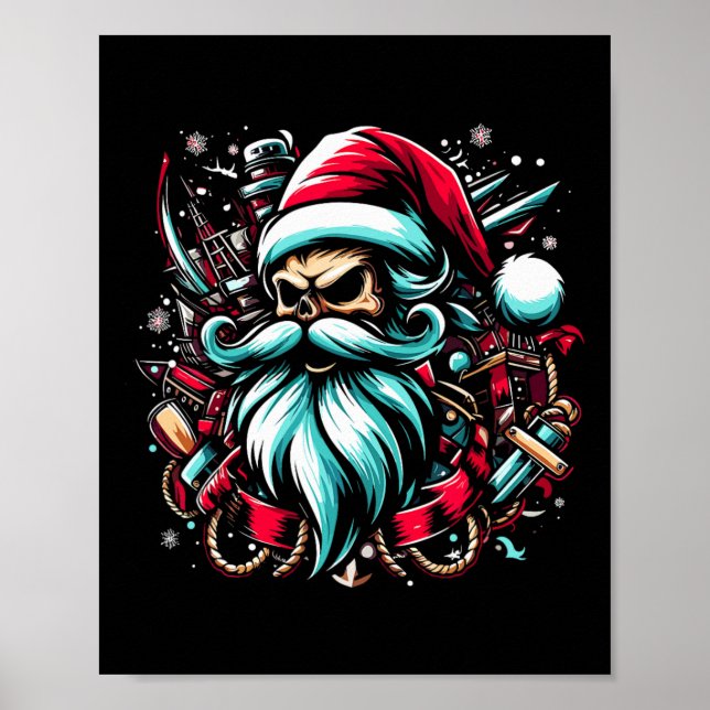Póster Christmas Pirate Captain Boater Boating Captain Sa (Frente)