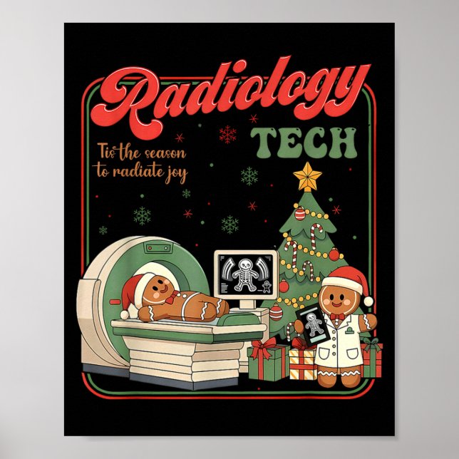 Póster Christmas Radiology Tech Funny Gingerbread Man Rad (Frente)
