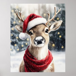 Póster Christmas Reindeer Wall Art