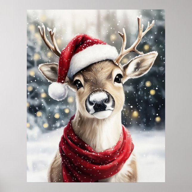 Póster Christmas Reindeer Wall Art (Frente)