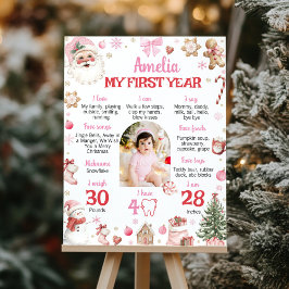 Póster Christmas Retro Santa Birthday Milestone Photo