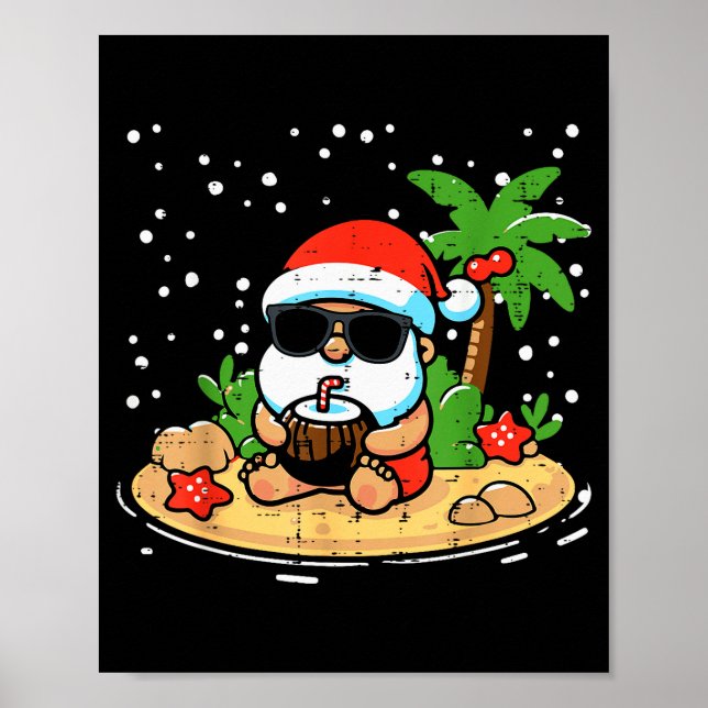 Póster Christmas Santa Beach Xmas Trocal Hawaii Men Women (Frente)