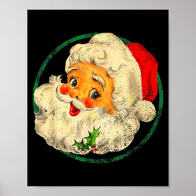 Póster Christmas Santa Claus Face Old Fashioned Pajamas H (Frente)