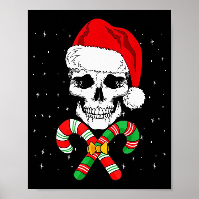 Póster Christmas Santa Skull Xmas Candy Skull Wearing San (Frente)