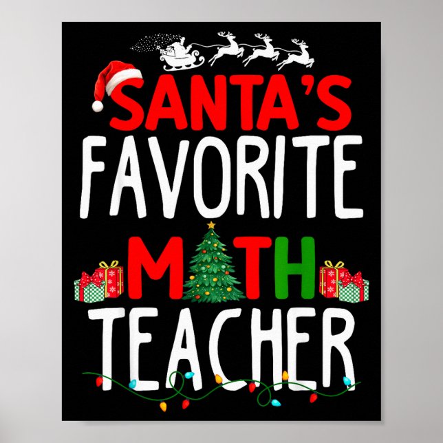 Póster Christmas Santa's Favorite Math Teacher Mathematic (Frente)