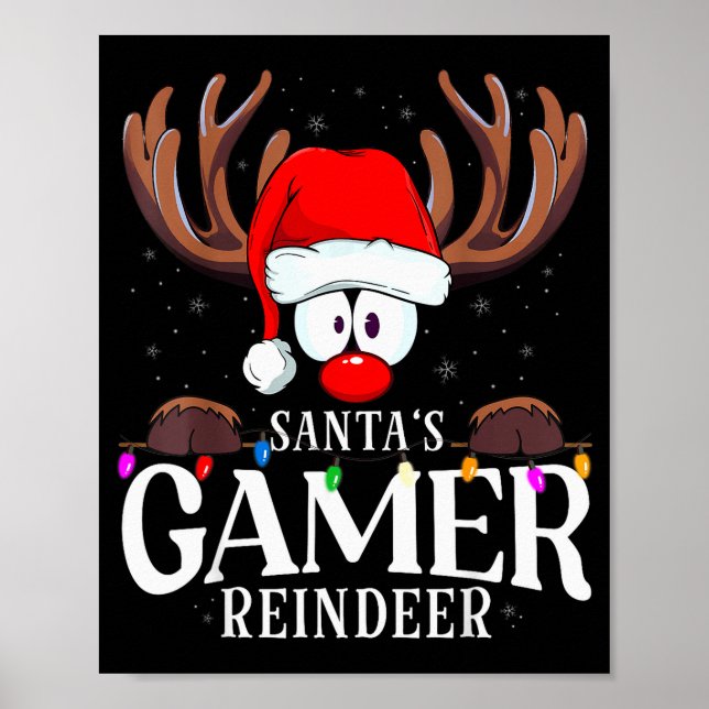 Póster Christmas Santa's Gamer Reindeer Matching X-mas  (Frente)