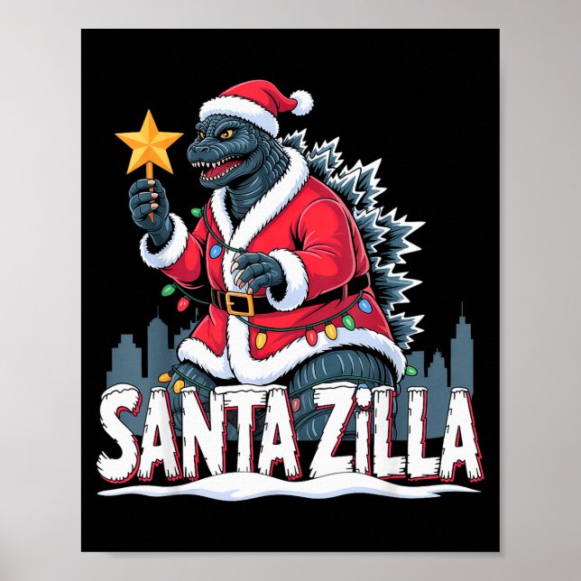 Póster Christmas Santazilla Japanese Monster Dinosaur Boy (Frente)