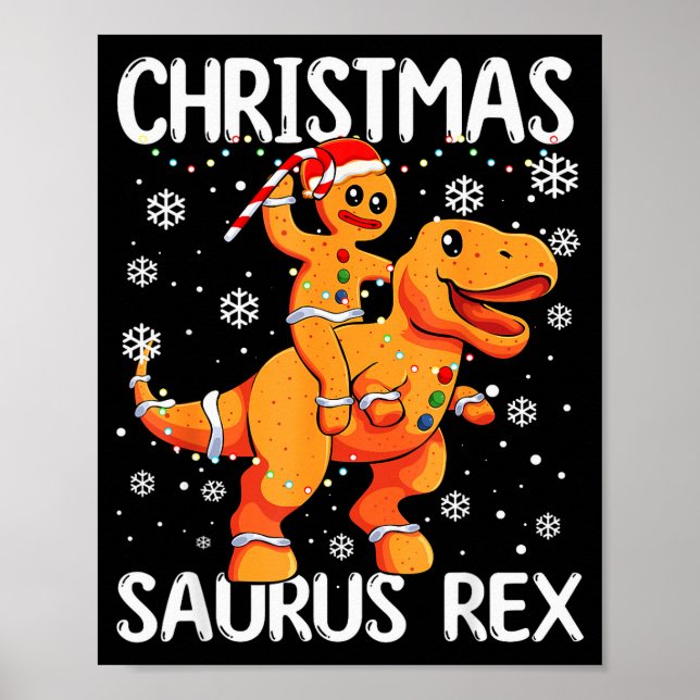 Póster Christmas Saurus Rex Gingerbread Man Cookie Trex B (Frente)