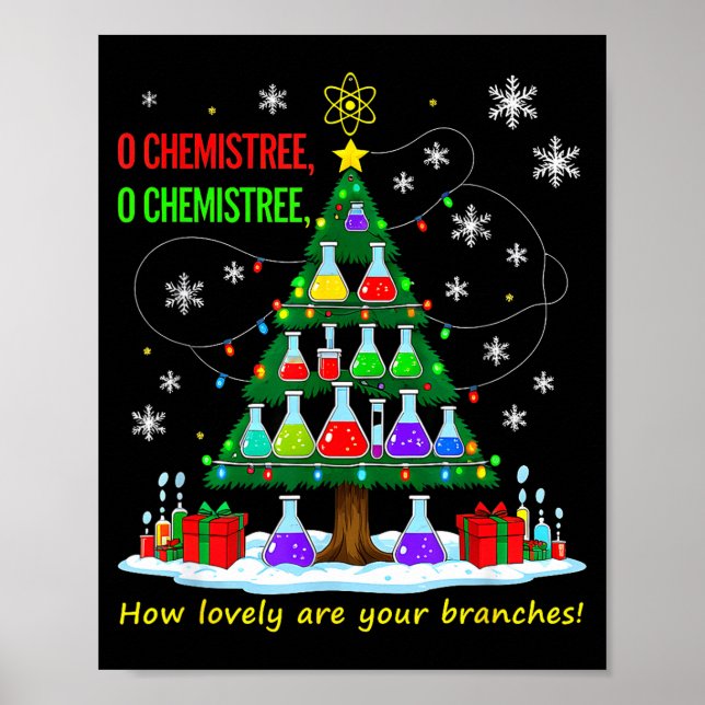 Póster Christmas Science Teacher 67 Meme Santa Oh Chemist (Frente)