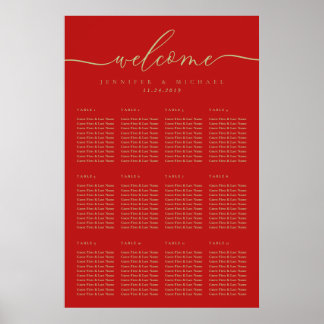 Póster Christmas Script Welcome Wedding Table Seating