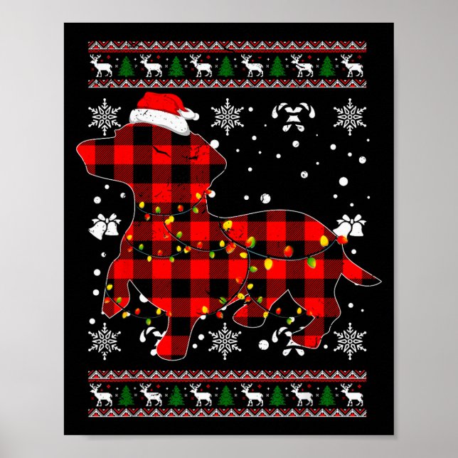 Póster Christmas Shirt For Dachshund Lover Gift Santa Buf (Frente)