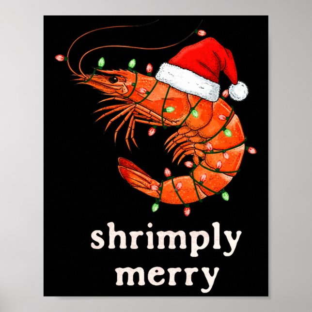 Póster Christmas Shrimp Holiday Shrimply Merry Funny Fest (Frente)