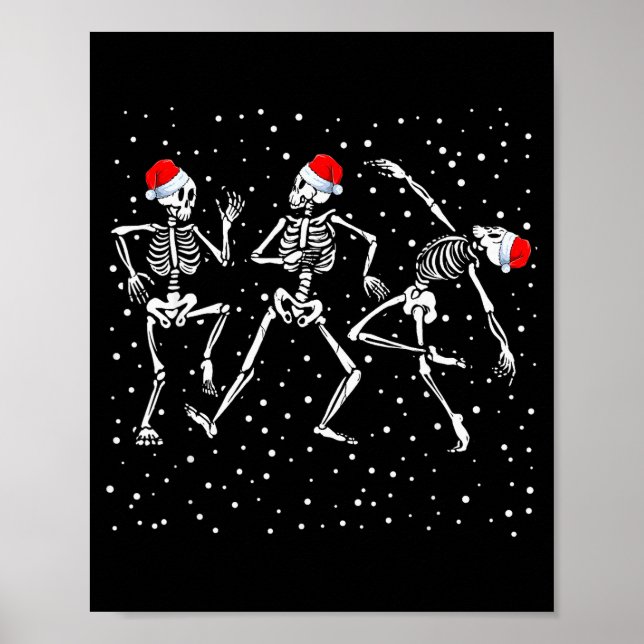 Póster Christmas Skeleton Dancing Funny Xmas  (Frente)