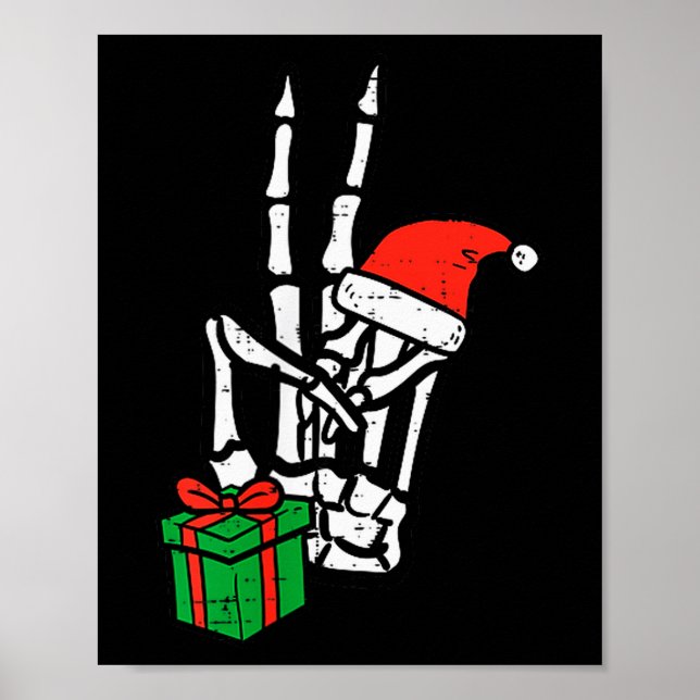 Póster Christmas Skeleton Hand Peace Cket Xmas Men Women  (Frente)