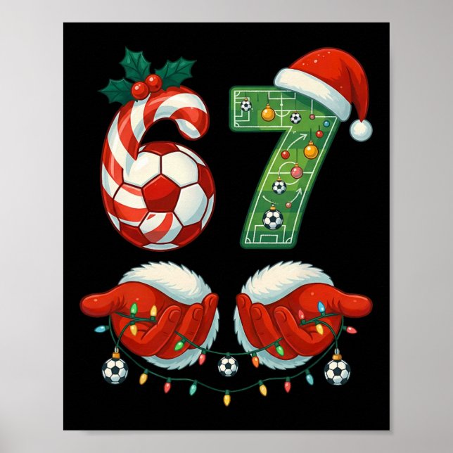Póster Christmas Soccer Drip Number 67 Boys Soccer Player (Frente)