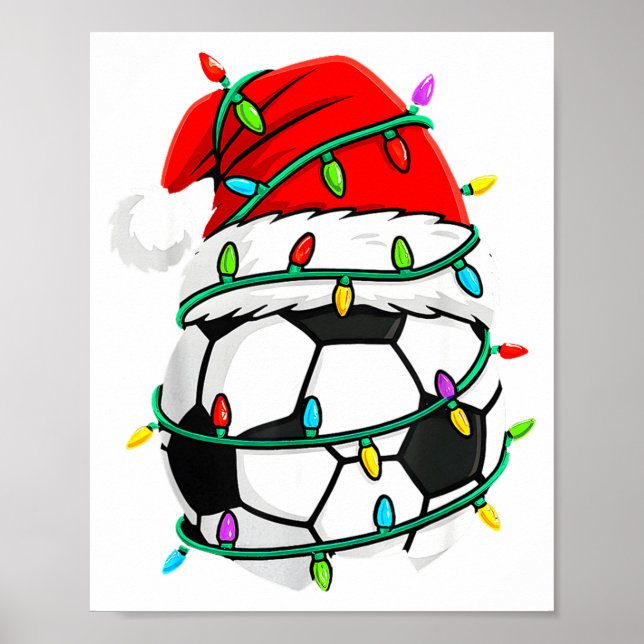 Póster Christmas Soccer Santa Hat Lights Santa Srts Xmas  (Frente)