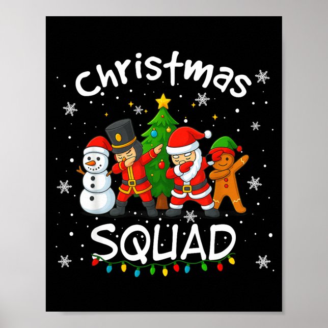 Póster Christmas Squad Funny Matching Santa Reindeer Snow (Frente)