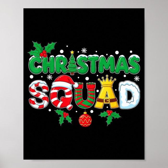 Póster Christmas Squad Merry Xmas Family Holiday Snow Elf (Frente)