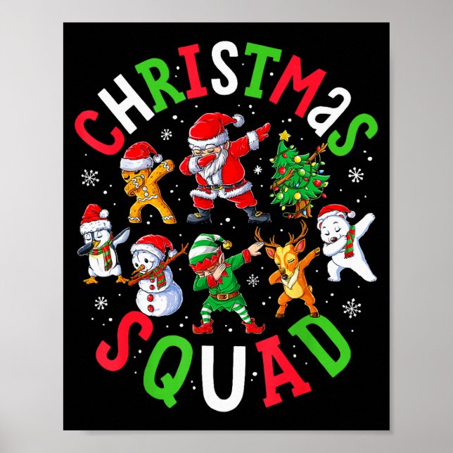 Póster Christmas Squad Santa Dabbing Elf Family Matching  (Frente)