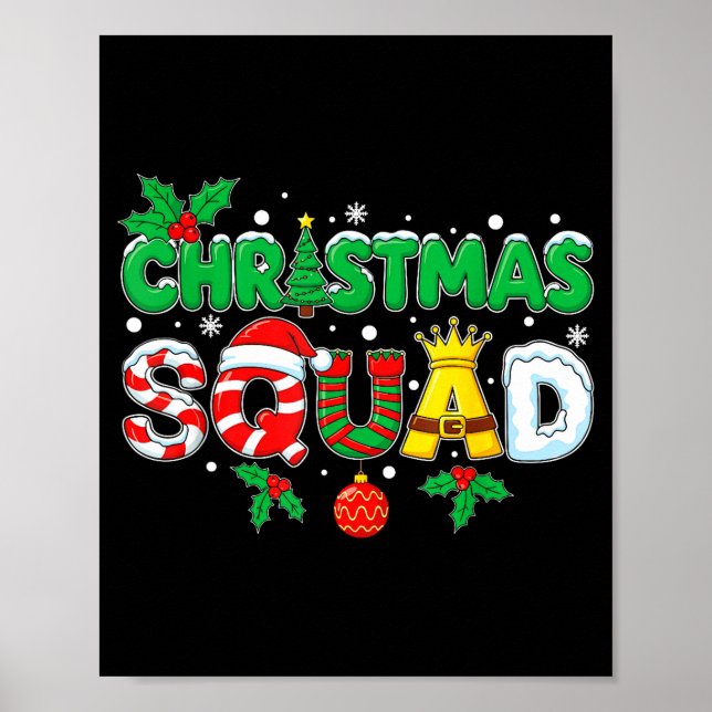 Póster Christmas Squad Santa Dabbing Elf Family Matching  (Frente)