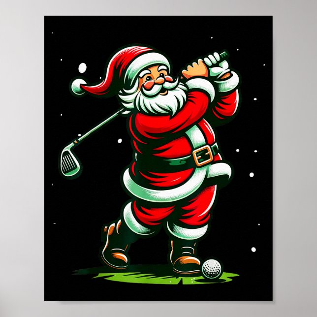 Póster Christmas Srts, Santa Plays Golf Xmas Women Men &a (Frente)