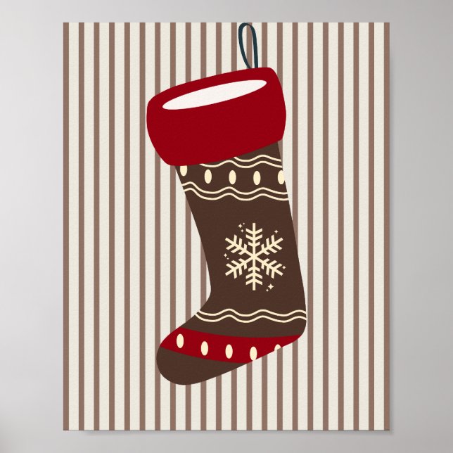 Póster Christmas Stocking Brown And Red (Frente)