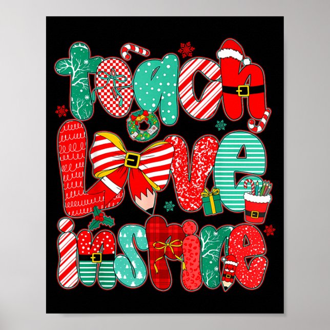 Póster Christmas Teacher Teach Love Insre Xmas Vibes  (Frente)