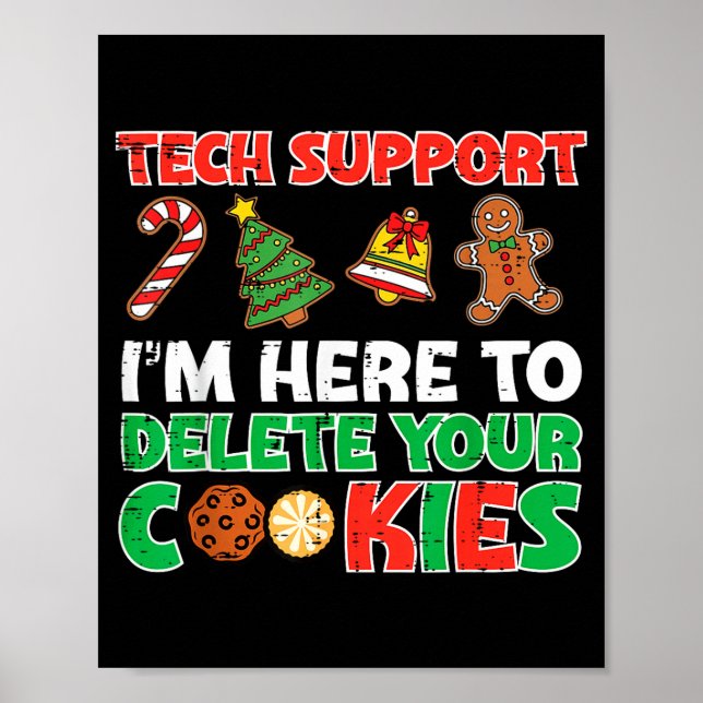 Póster Christmas Tech Suprt Delete Cookies Funny Xmas Men (Frente)