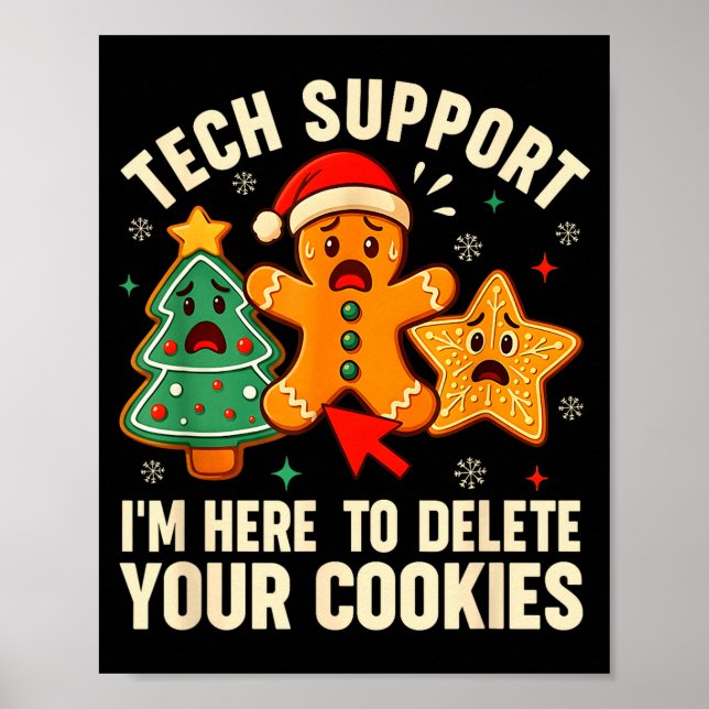 Póster Christmas Tech Suprt Here To Delete Cookies Xmas M (Frente)