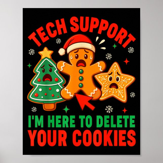 Póster Christmas Tech Suprt Here To Delete Cookies Xmas M (Frente)