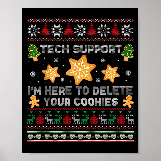 Póster Christmas Tech Suprt Here To Delete Cookies Xmas P (Frente)