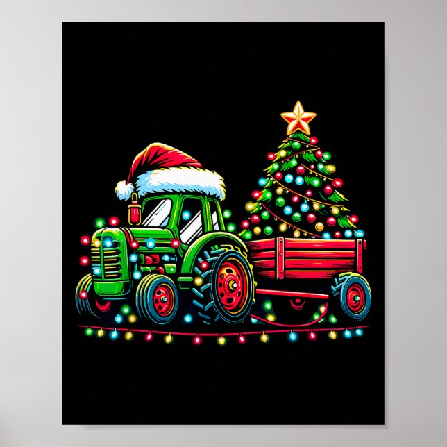 Póster Christmas Tractor Boys Santa Xmas Farm Truck  (Frente)