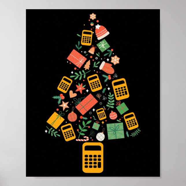 Póster Christmas Tree Accountant Calculator Finance Chris (Frente)