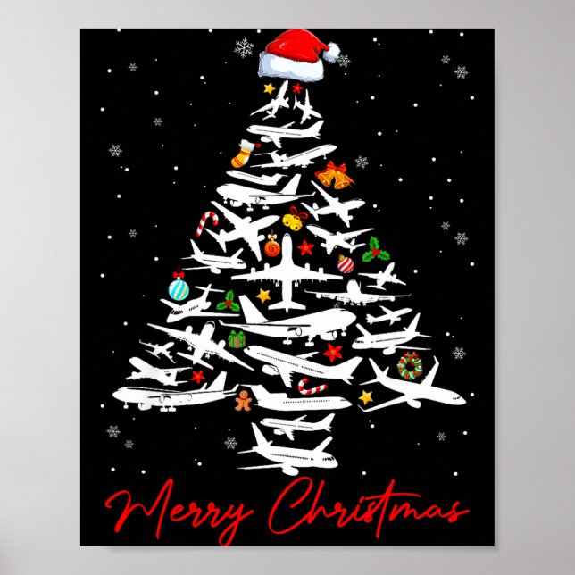 Póster Christmas Tree Airplanes Lots Merry Christmas Men  (Frente)
