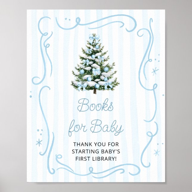 Póster Christmas Tree Blue Baby Shower Books for Baby (Frente)