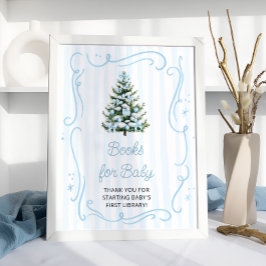 Póster Christmas Tree Blue Baby Shower Books for Baby