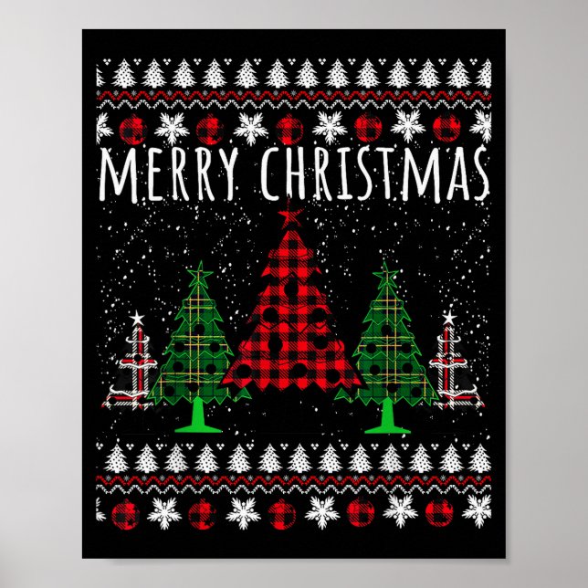 Póster Christmas Tree Buffalo Gingham Plaid  (Frente)