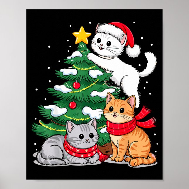 Póster Christmas Tree Cats Xmas  (Frente)