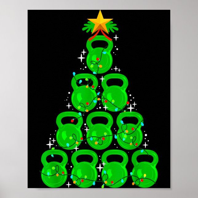 Póster Christmas Tree Kettlebell Xmas Gym Workout Fitness (Frente)