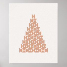 Póster Christmas Tree Mid Century Modern Beige